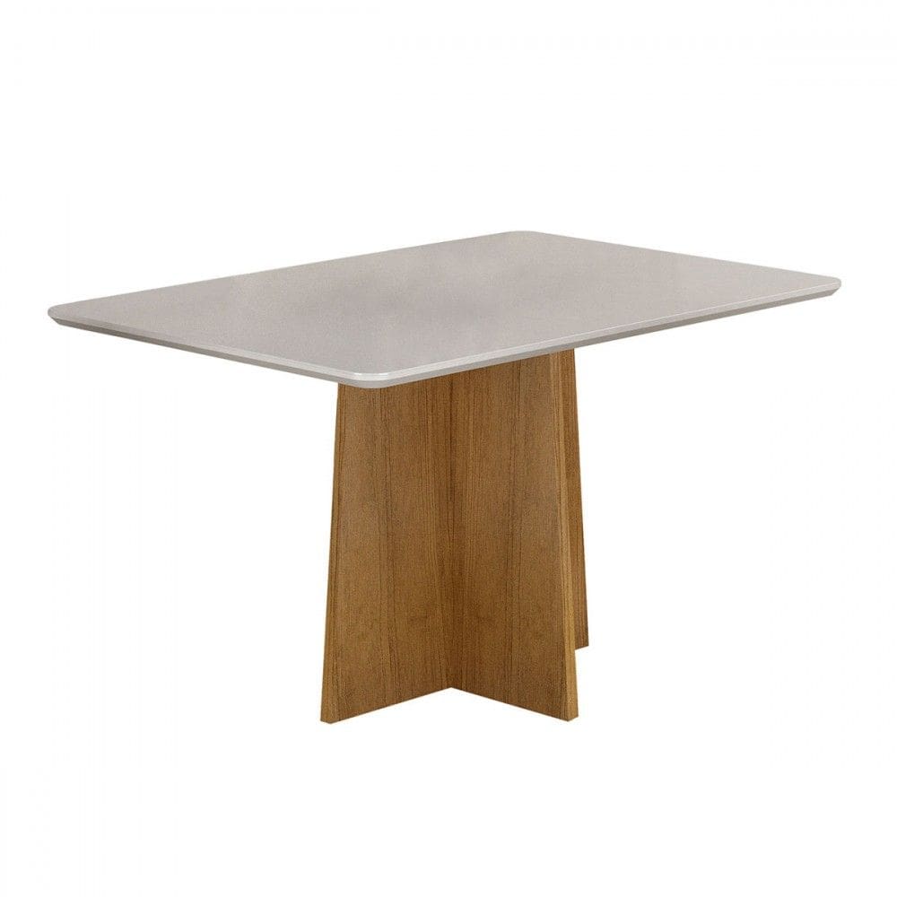 Mesa de Madeira Jade com Vidro Cinamomo/Off White 13575.230 - Valdemóveis