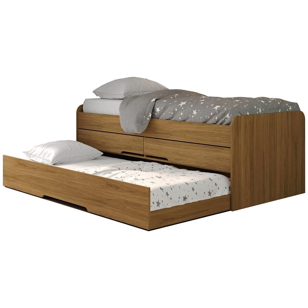 Cama Bicama Quarto Solteiro Juliette com Auxiliar e Gavetas