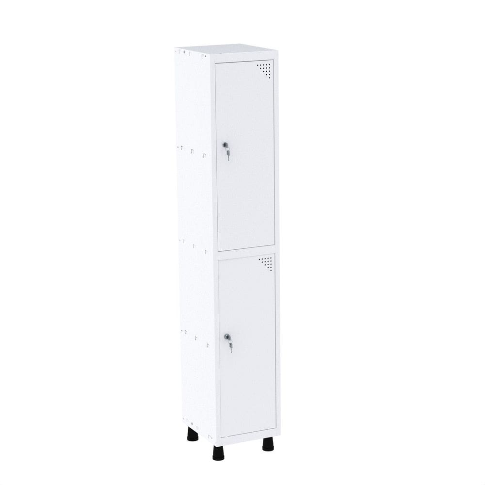 Roupeiro em Aço Mt 1v 2 Portas Fechadura Com Prateleira Interna Branco