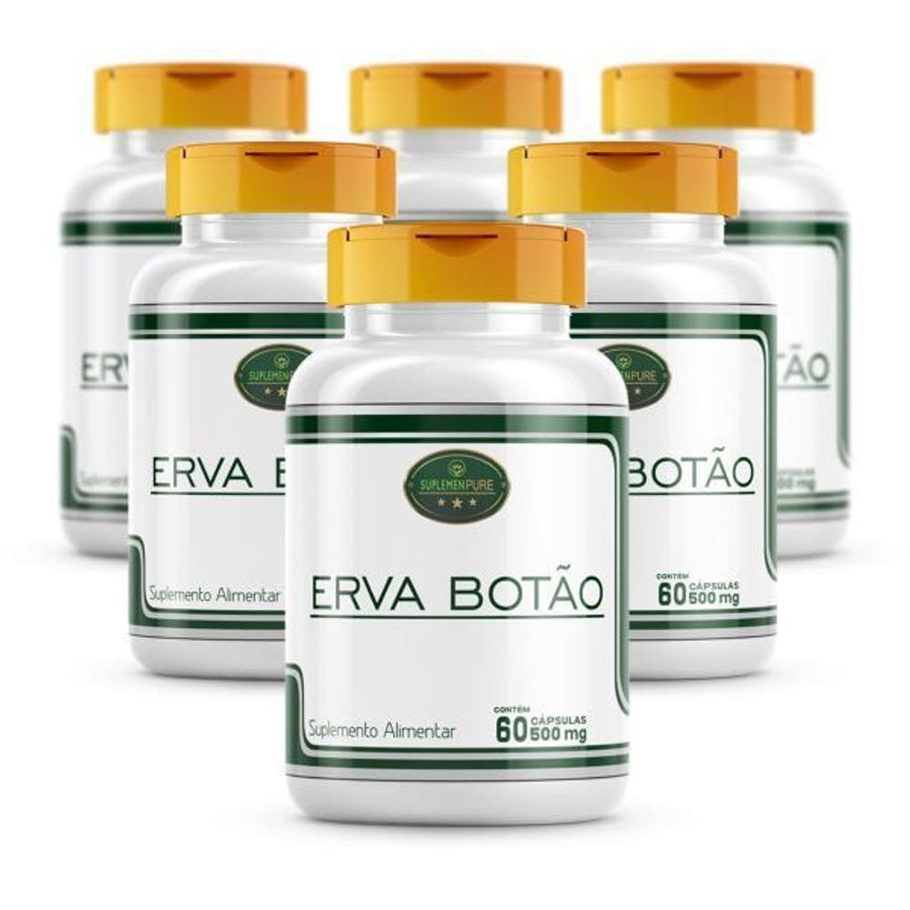Erva Botão Cápsulas 500Mg 6 Frascos Premium