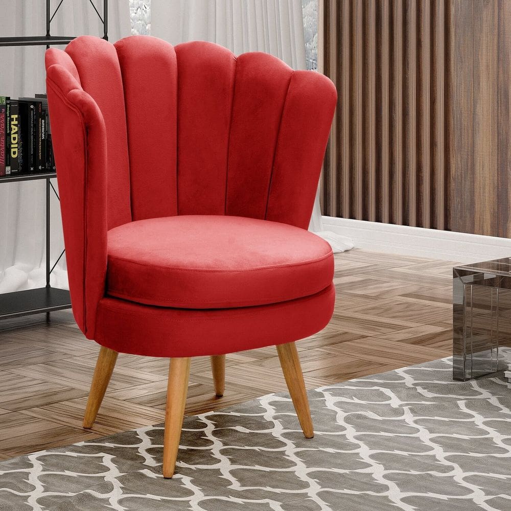Poltrona Pétala Cadeira Decorativa Flor Vermelho