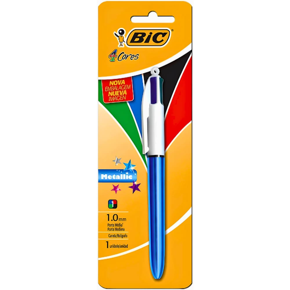 Caneta Esferográfica Ponta Média 1.0mm 4 Cores Metallic Bic