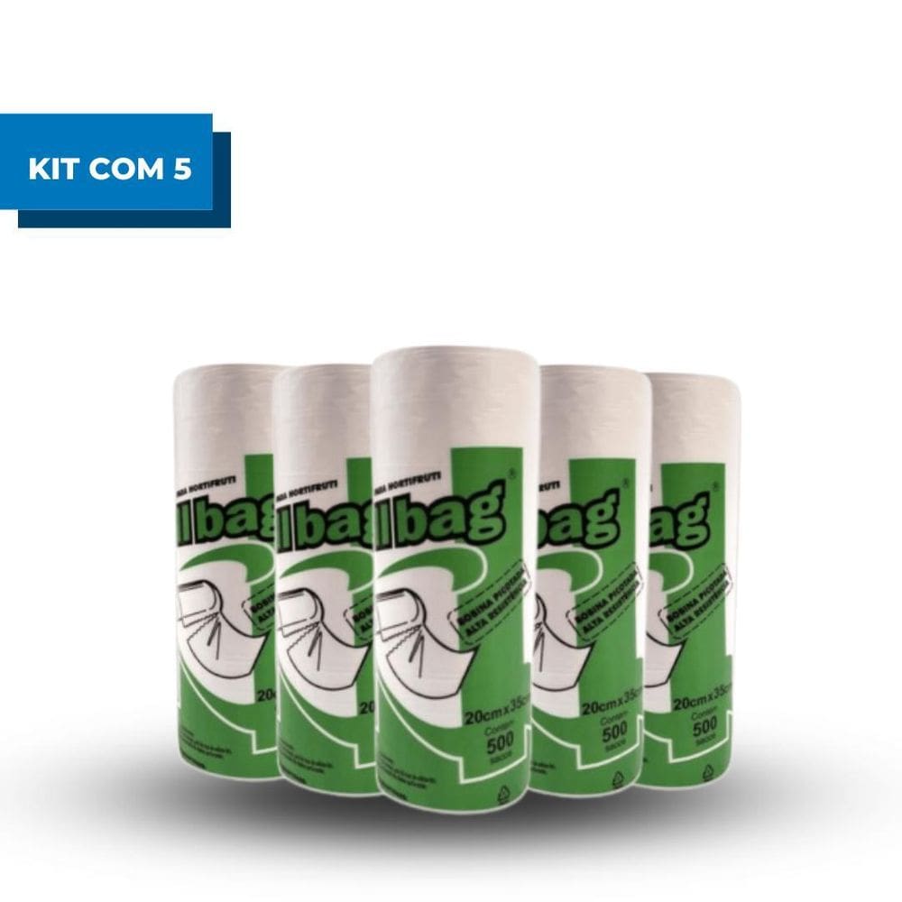 Kit Com 5 Bobinas Picotadas Roll Bag Cozinha 20X35 500 Sacos