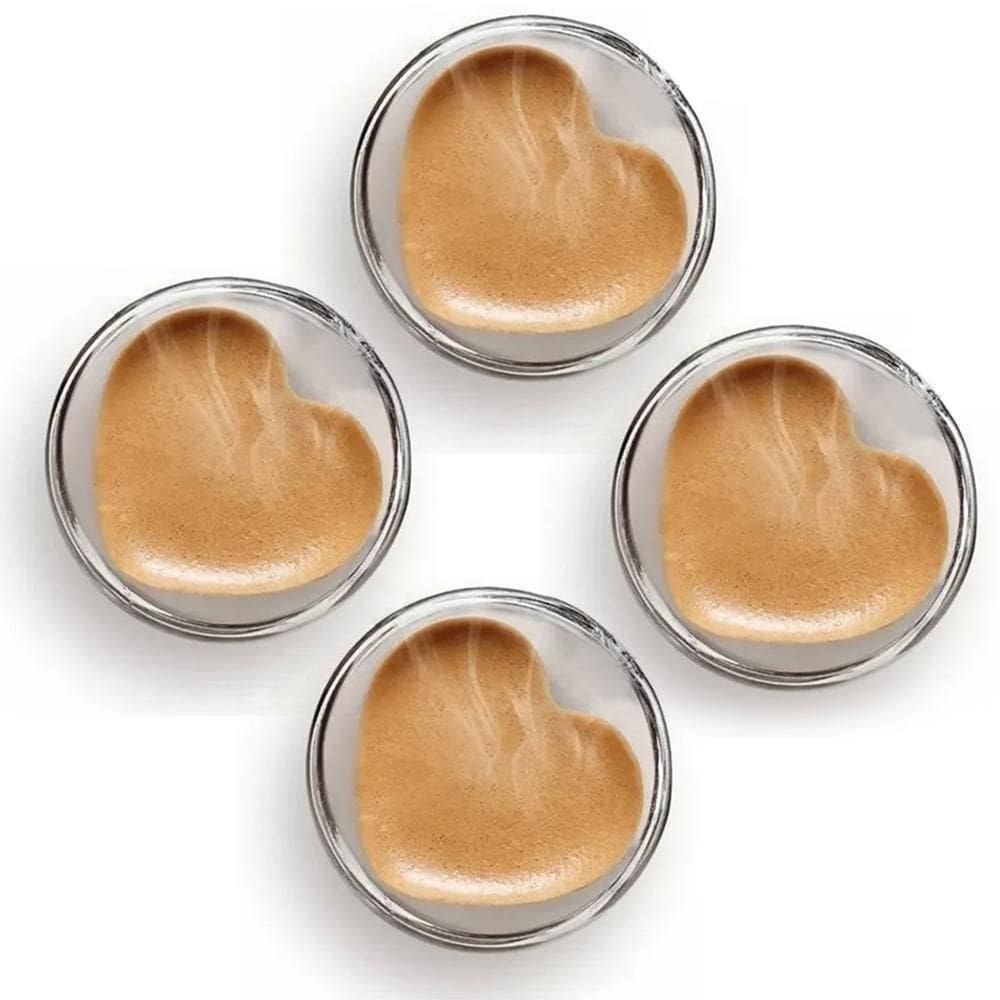 Kit 4 Copos Vidro Borossilicato Parede Dupla Coração 230Ml