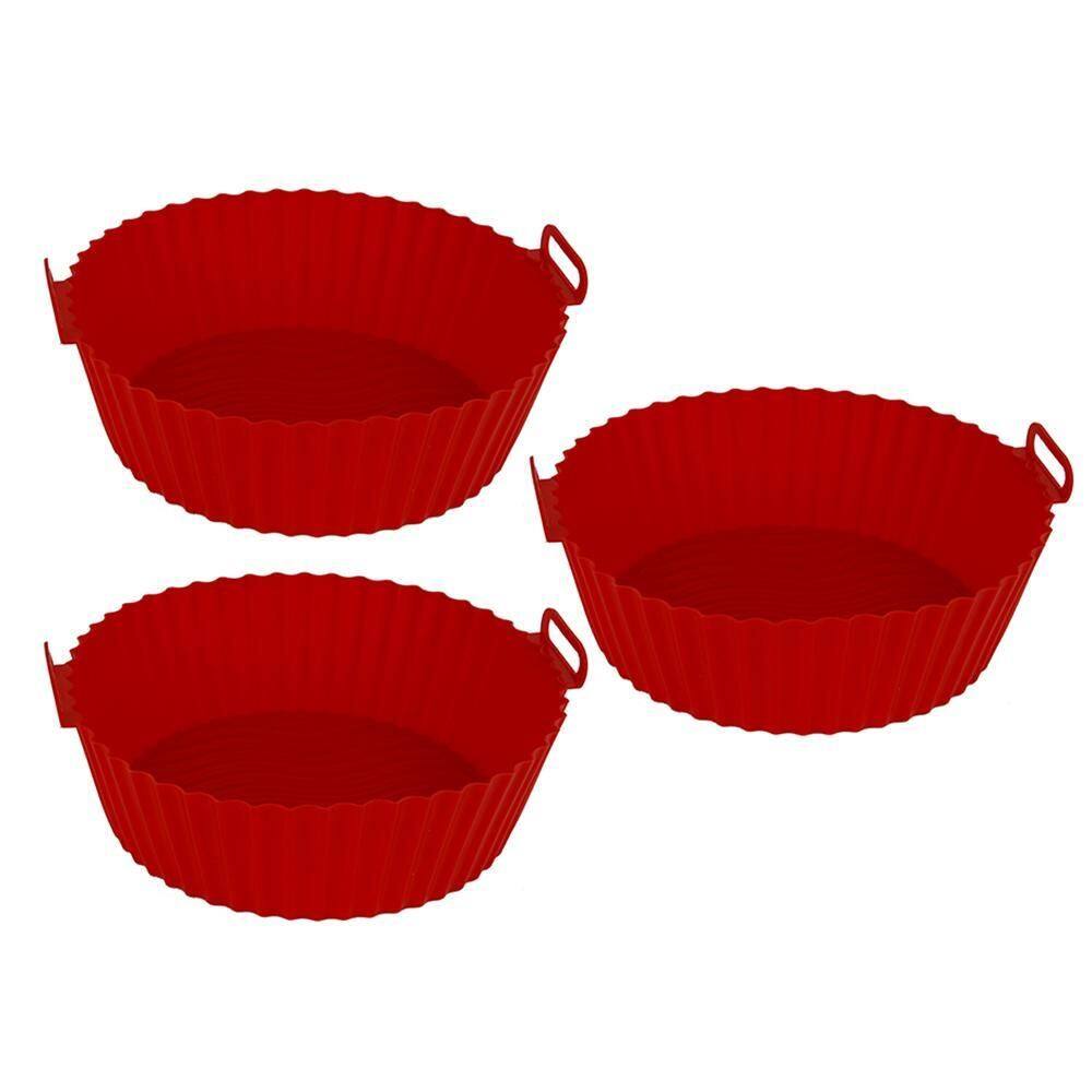 Kit 3 Formas Silicone Fritadeira Redonda Airfryer 20Cm