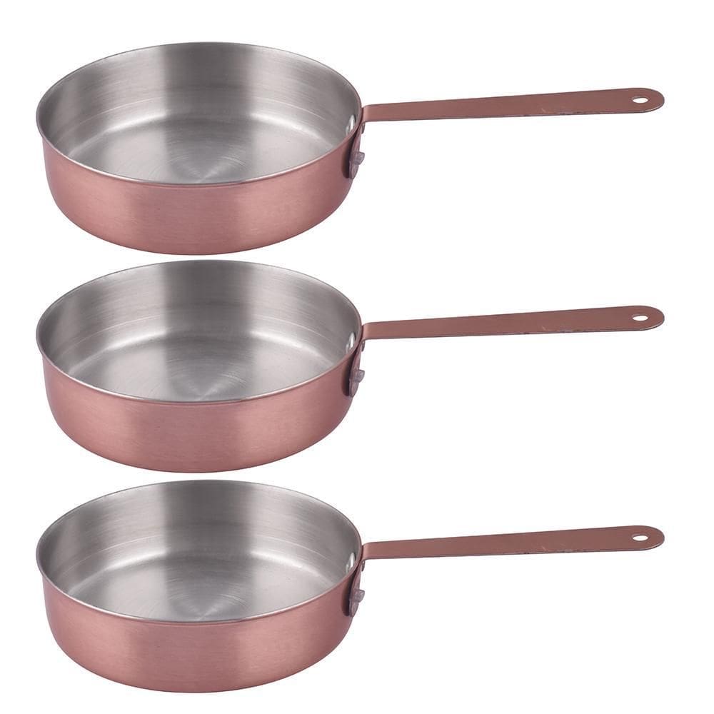 Kit 3 Mini Frigideira Inox Servir Decorar Panelinha 13,5Cm