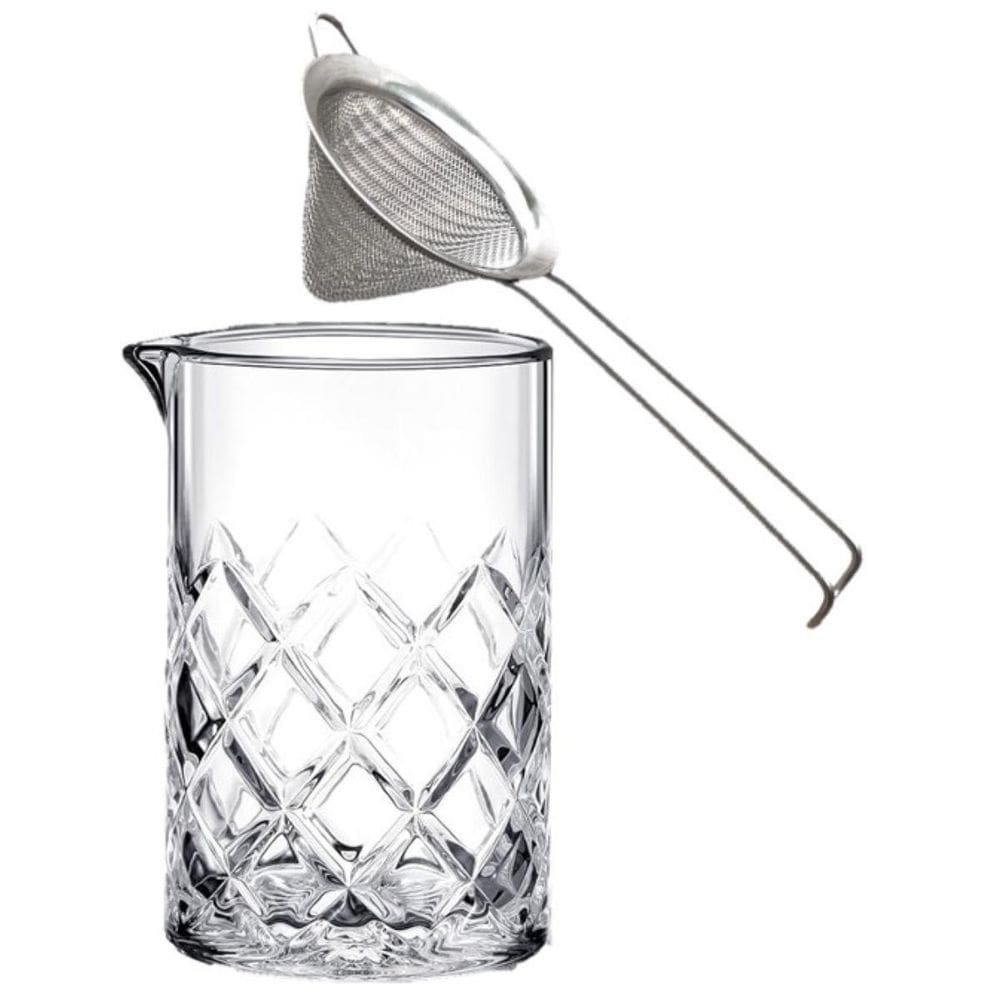Peneira Conica 8Cm Haste Dobrada + Mixing Glass Vidro Barpro