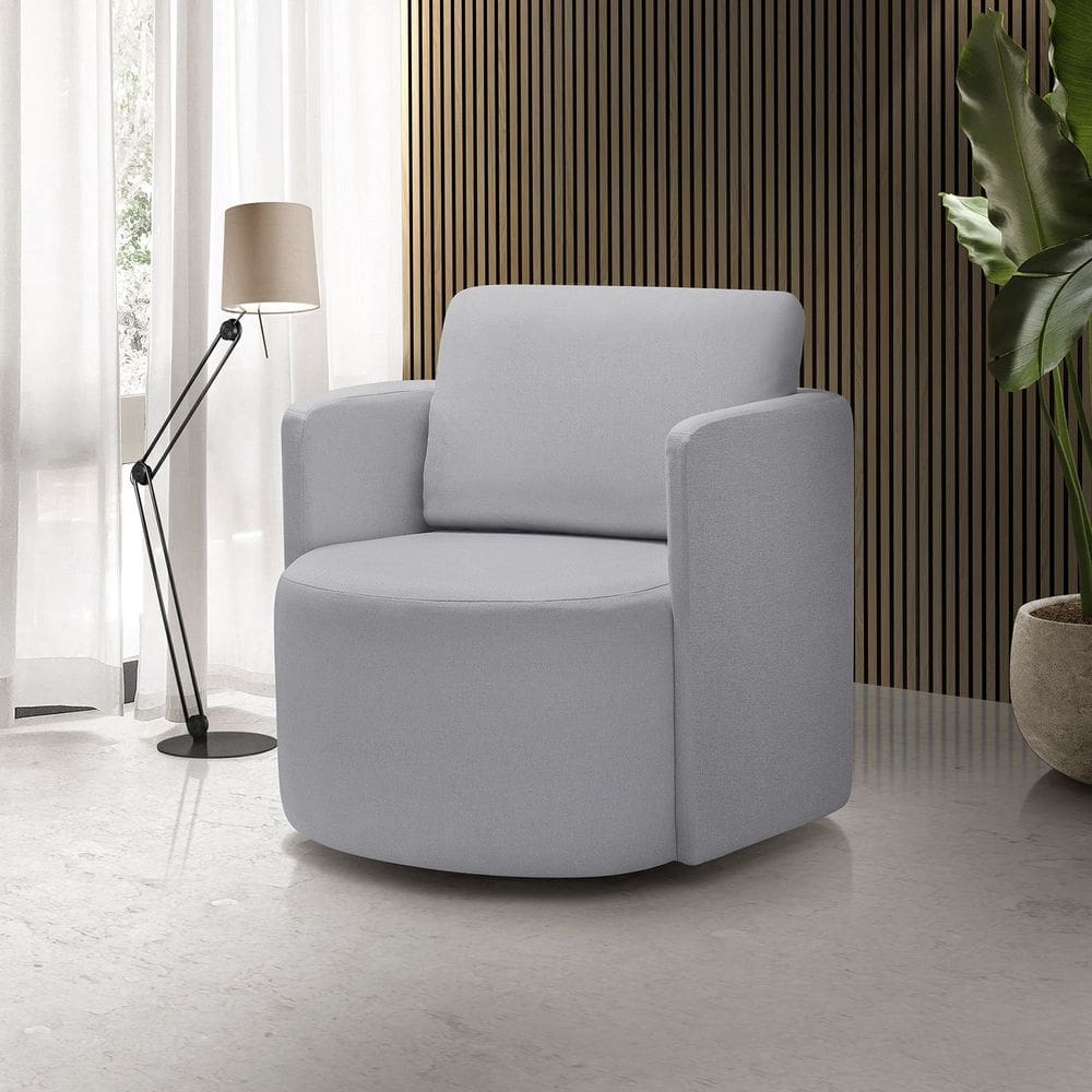 Poltrona para Sala de Estar Dakota Cinza Decorativa Giratória 317