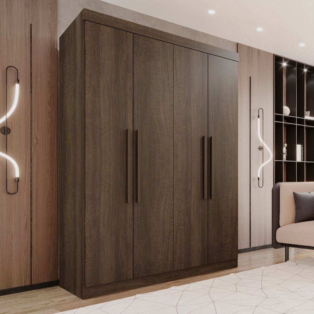 Guarda-roupa 4 Portas 3 Gavetas New Malibu Espresso Móveis Imbuia