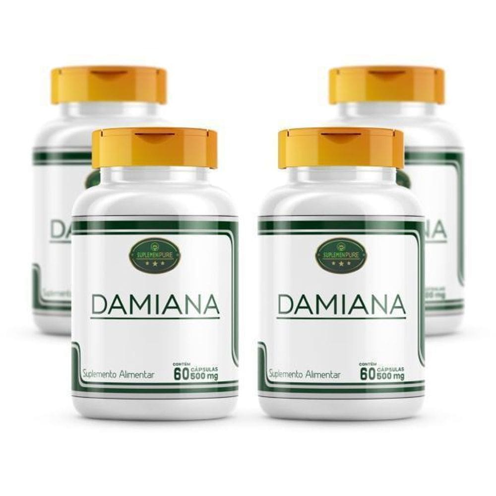 Damiana Cáps Kit 4 Frascos 100% Natural