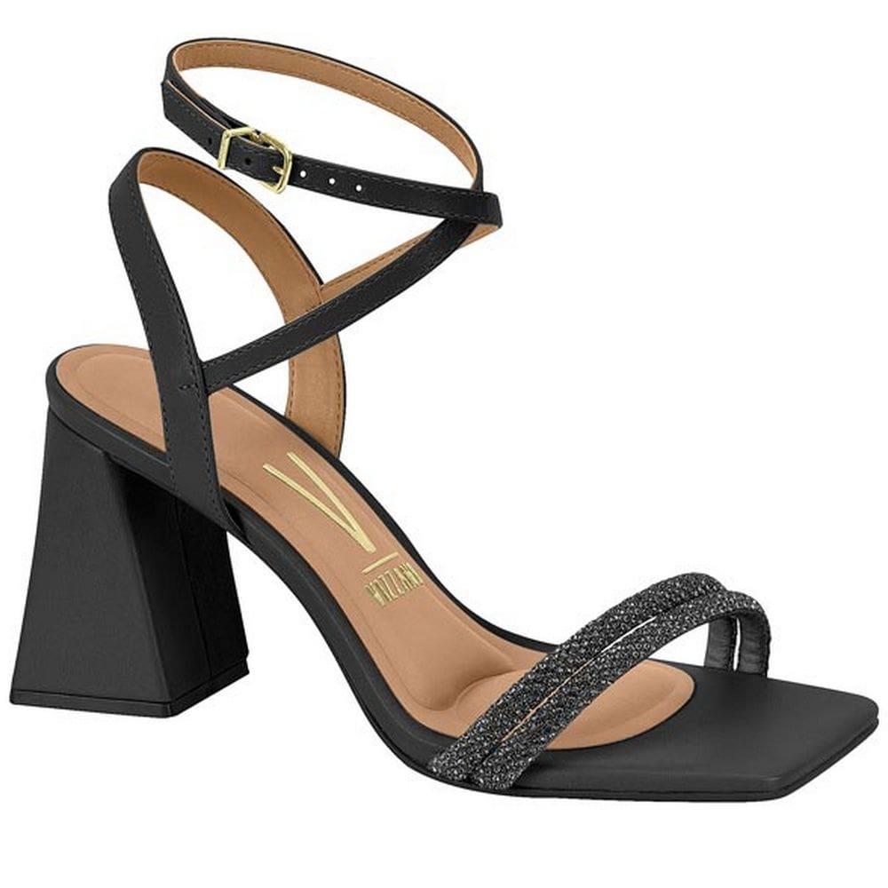 Sandalia Feminina Vizzano Salto Médio 6464.119 Bicolor Stras