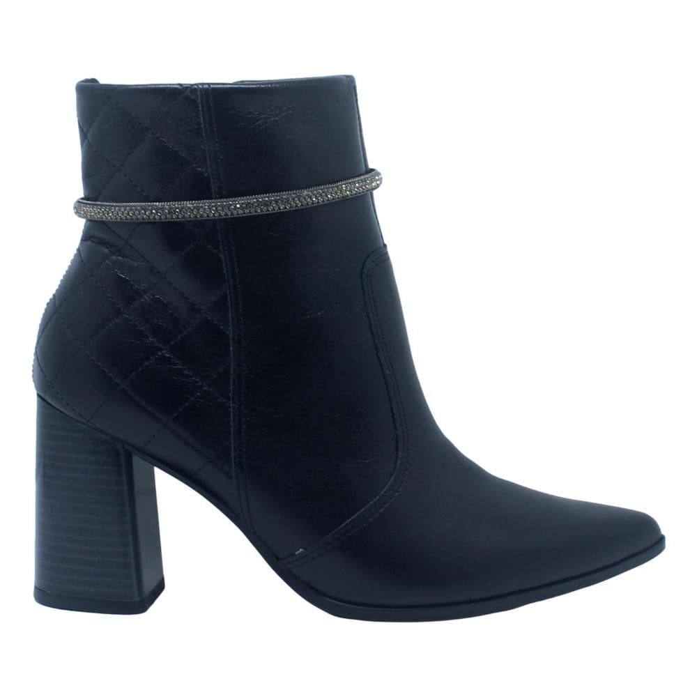 Bota Feminina Ramarim Cano Curto Preta Com Strass