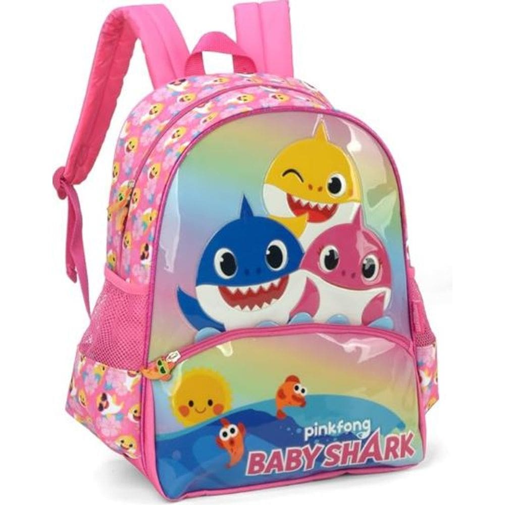 Mochila Escolar Baby Shark  Rosa