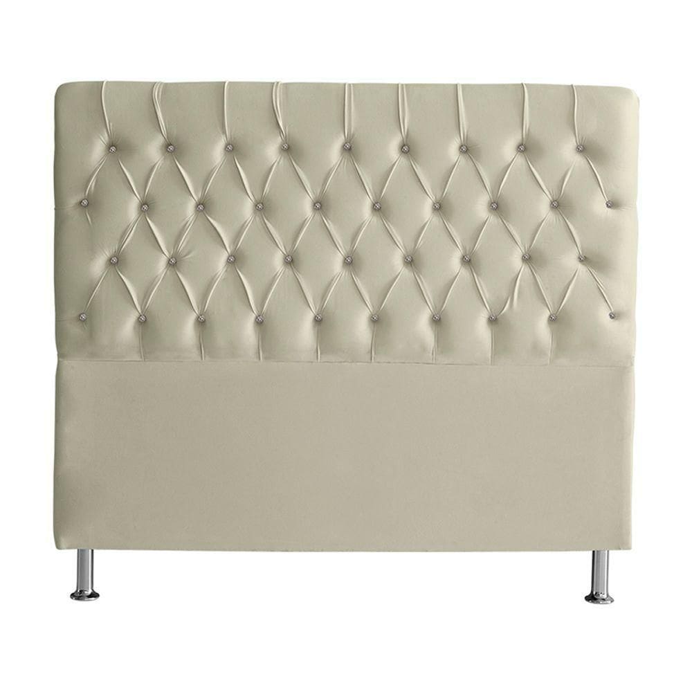 Cabeceira De Cama Box Paris Casal 140 Cm Botão Strass Suede Porcelana Eli Móveis