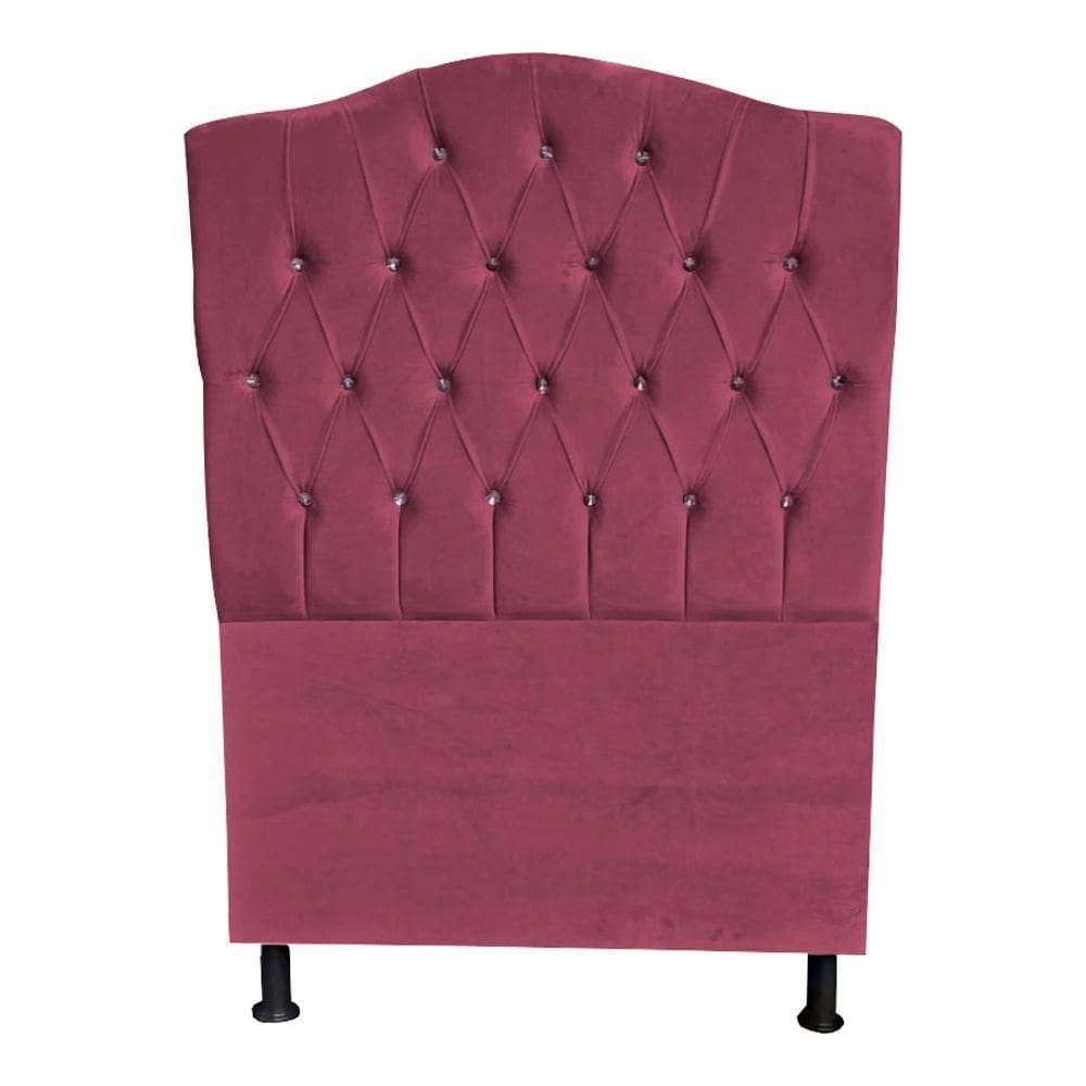 Cabeceira De Cama Box Princesa Solteiro 90 Cm Botão Strass Suede Rosê Eli Móveis