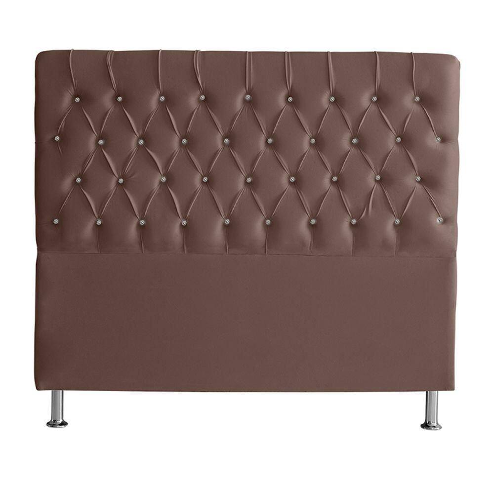 Cabeceira De Cama Box Paris King 195 Cm Botão Strass Suede Rosê Eli Móveis