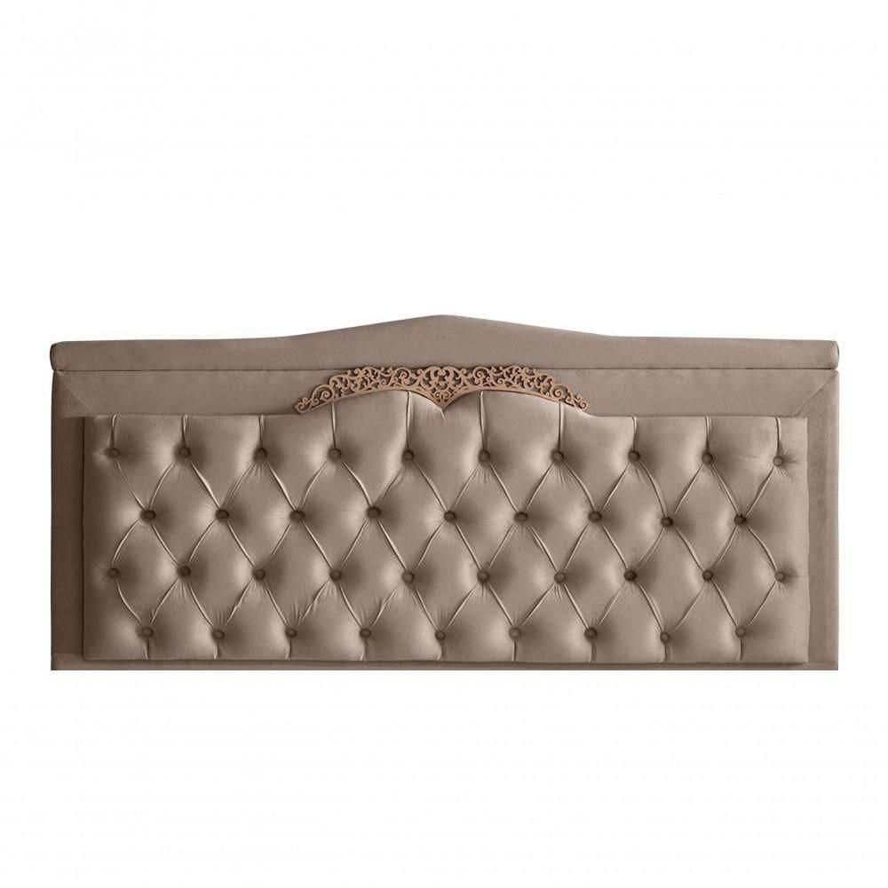Cabeceira De Cama Box Painel Helena Casal 140 Cm Retro Capitonê Botão Encapados Suede Capuccino Eli Móveis