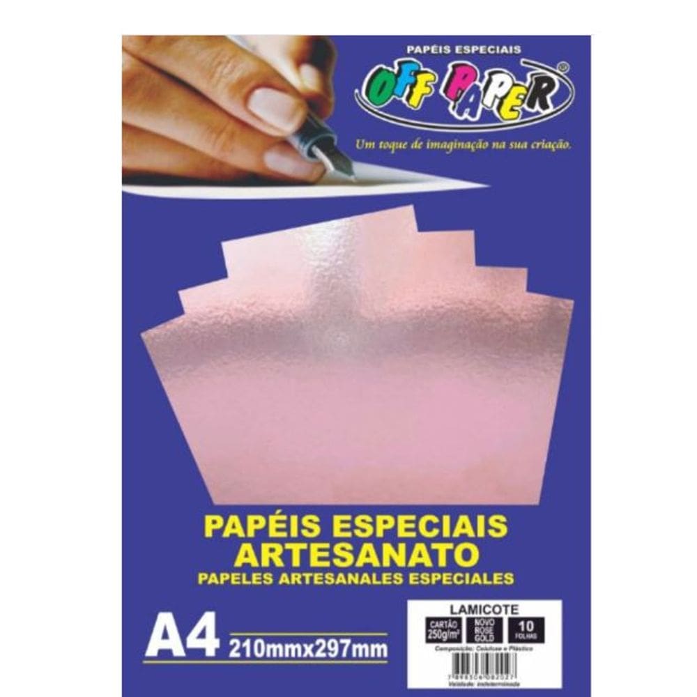 Papel Lamicote 250g 10 Folhas Off Paper - Rose Gold