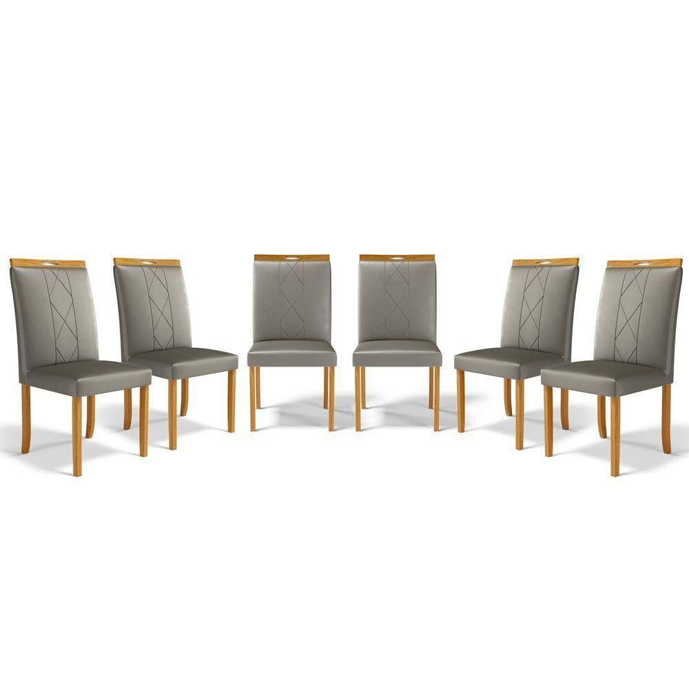 Kit Com 6 Cadeiras Ana Madeira Maciça Estofadas Para Mesa De Jantar Veludo Chumbo 109
