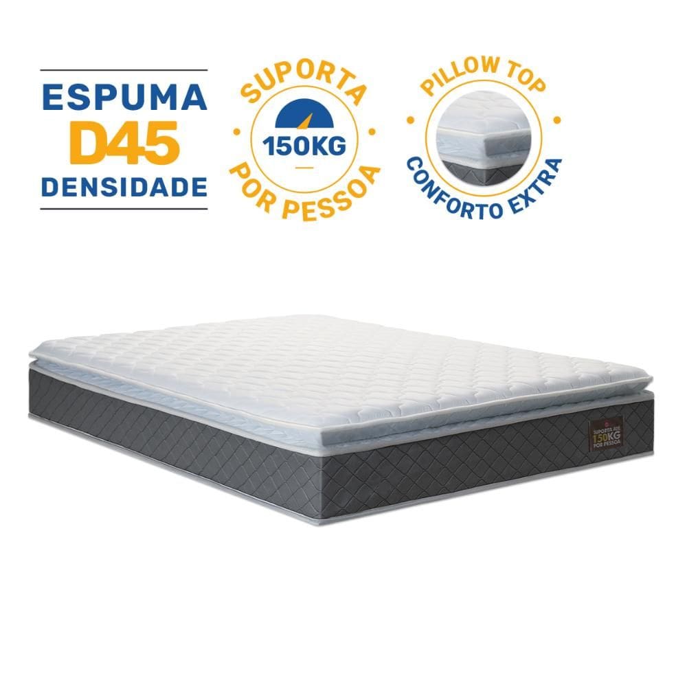 Colchão de Espuma D45 Pillow Top Fort Comfort Casal 138cm