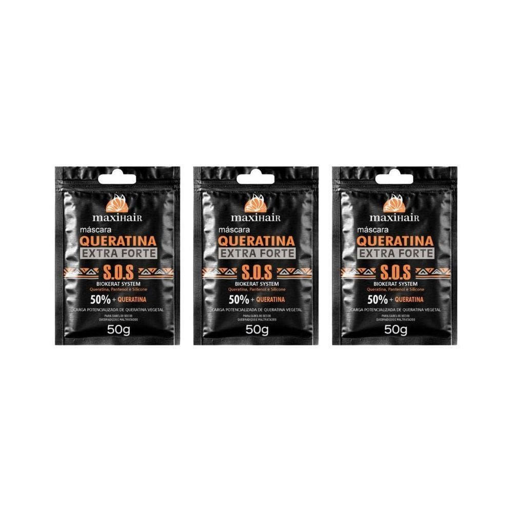 Sache Maxihair 50G Queratina Extra Forte - Kit Com 3Un