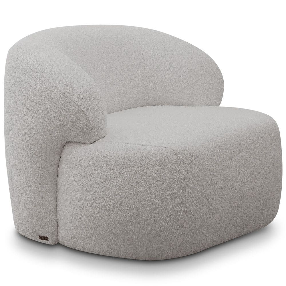 Poltrona Decorativa Fixa Orgânica Para Sala Living Barolo L06 Bouclê Cinza - Lyam Decor