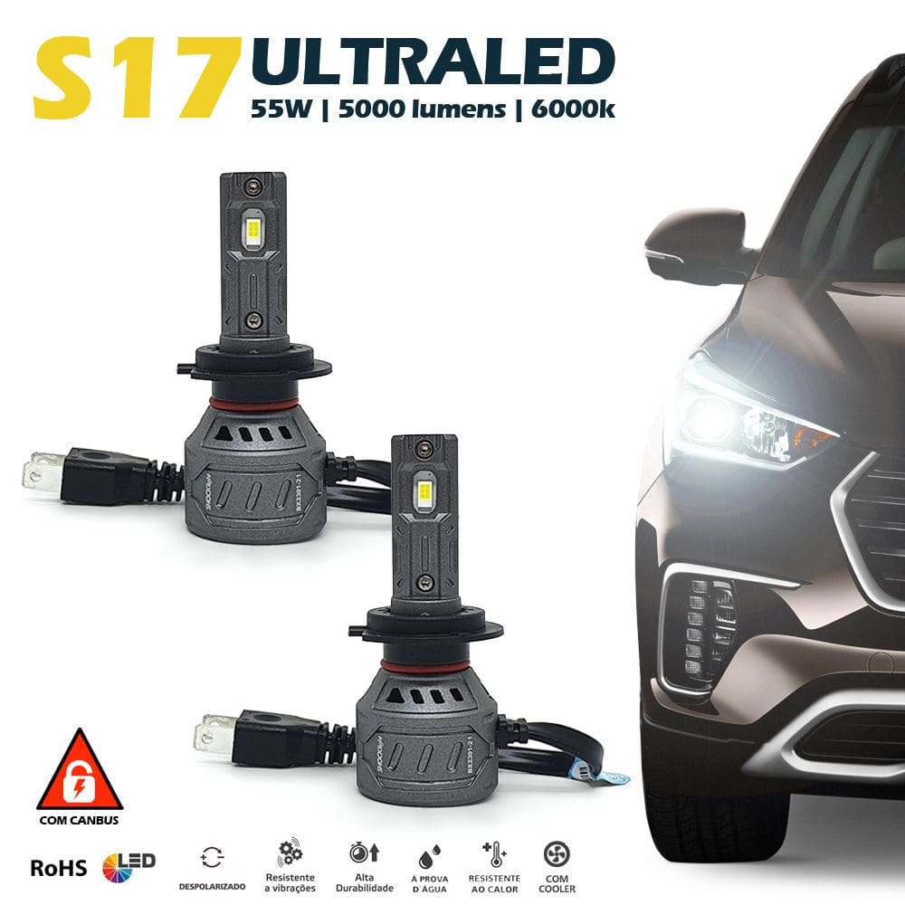 Par Lâmpadas H7 Farol Baixo Fiat Palio G3 Ultra Led 10000 Lumens Canbus Canceller Não Acusa 2004 2005 2006 2007 2008 2009