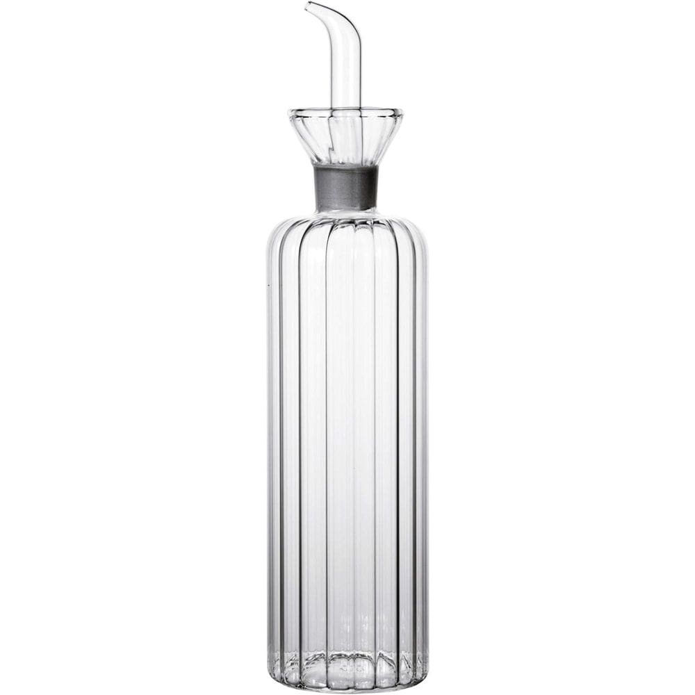 Porta Azeite Galheteiro 250Ml Vidro Canelado E Bico Dosador