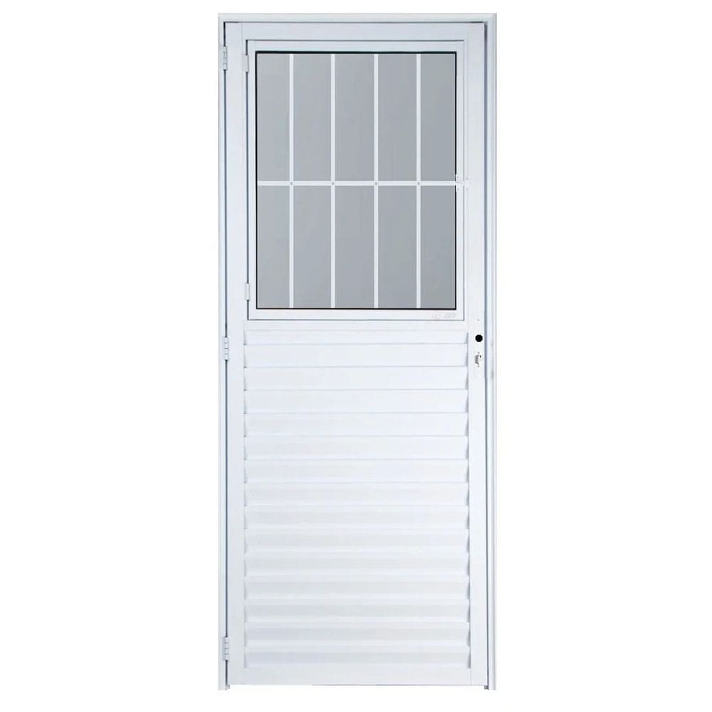 Porta social 2,10x90 lado DIREITO no alumínio branco