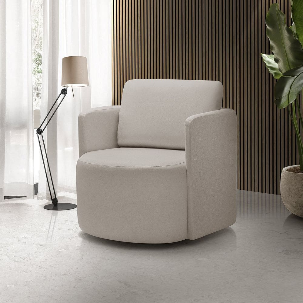 Poltrona para Sala de Estar Dakota Decorativa Bege Pés Giratório Bege