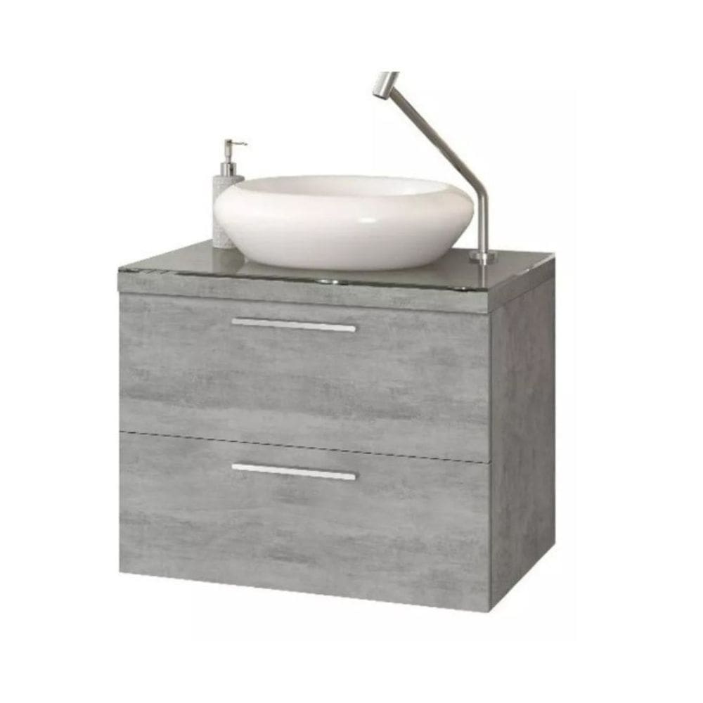 Gabinete Santorini Para Banheiro 60 C/ Cuba Branca Cor: Cinza