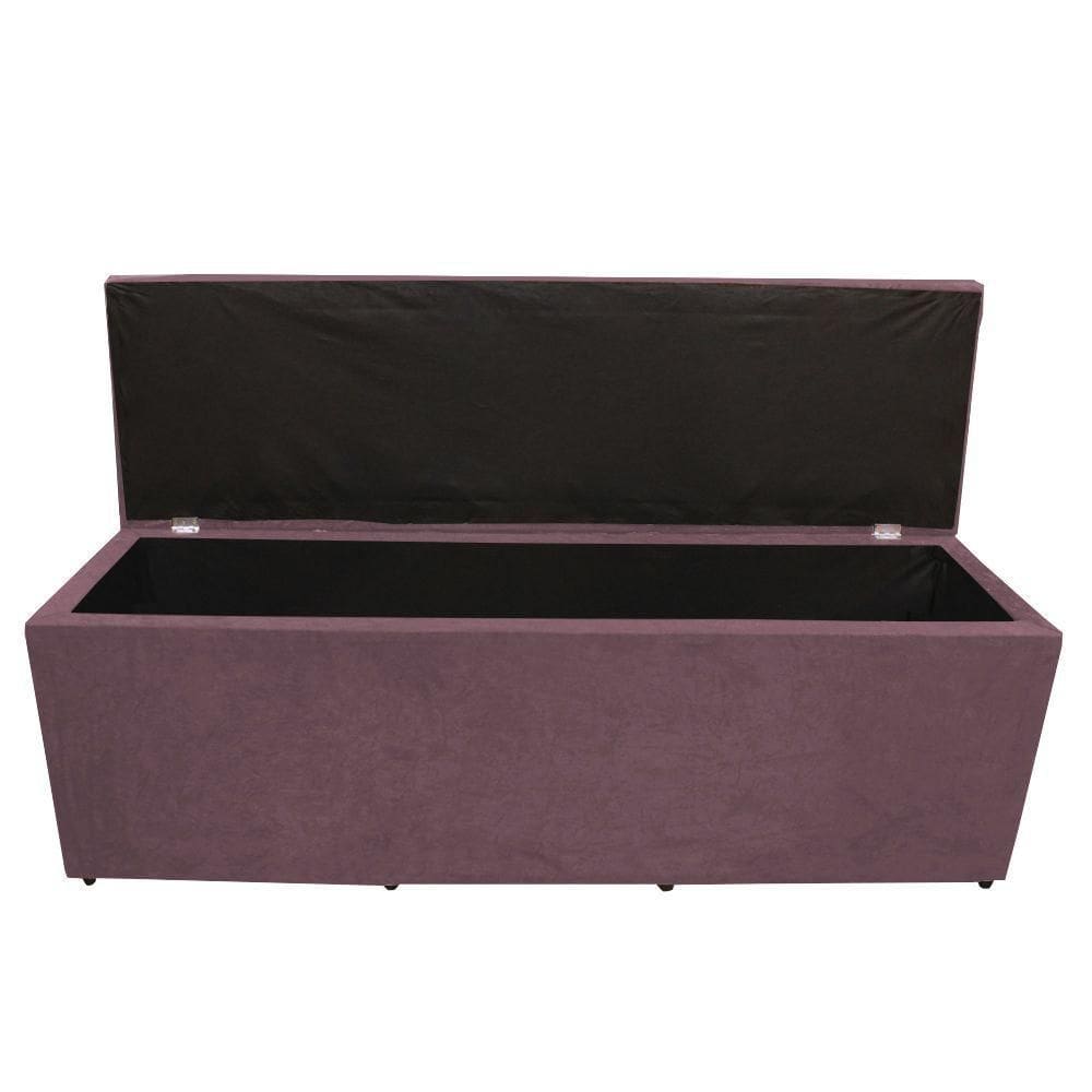Calçadeira Baú Paris Casal 140 Cm Botão Strass Suede Rosê Eli Móveis