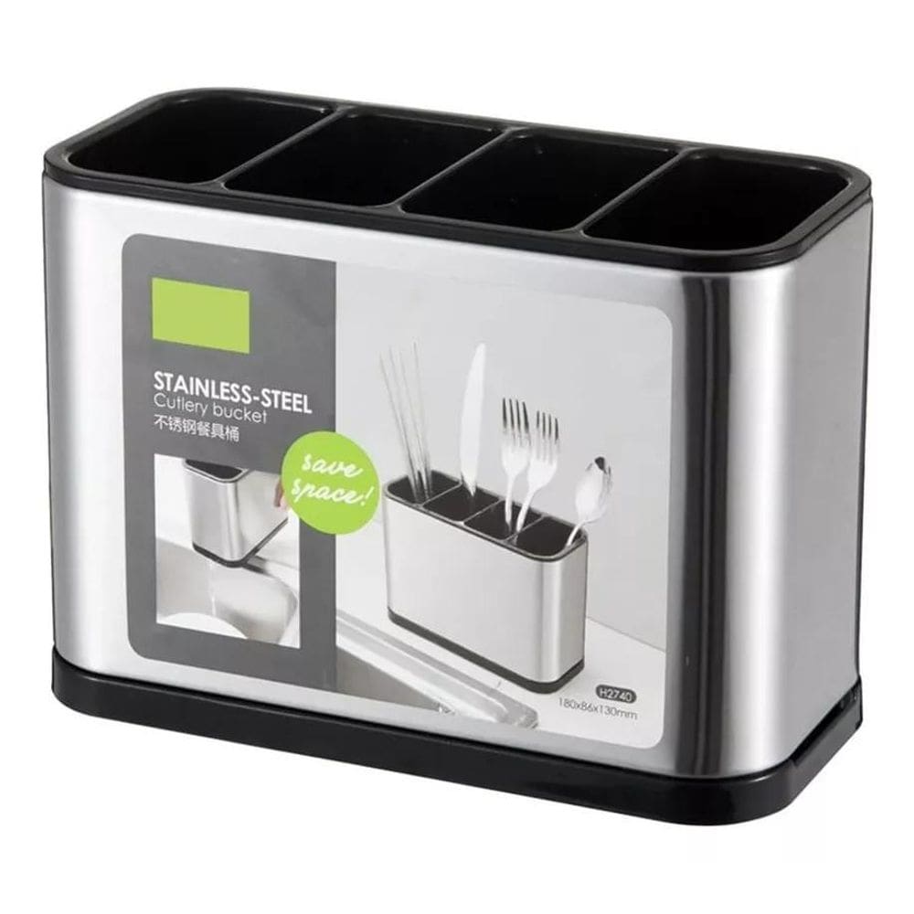 Porta Talheres Escorredor Pia Inox Organizador Utensílios