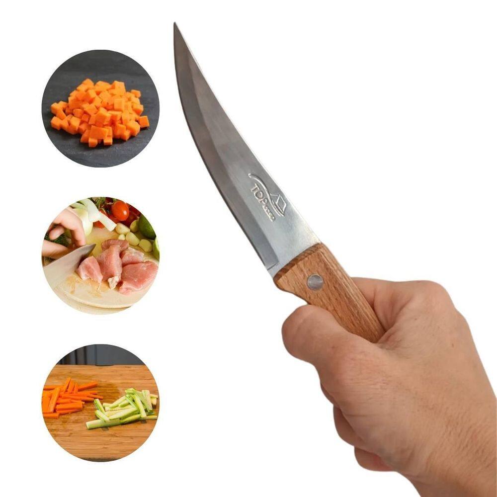 Faca Cabo Madeira 4`` Para Cozinha Frutas Legumes Uso Geral