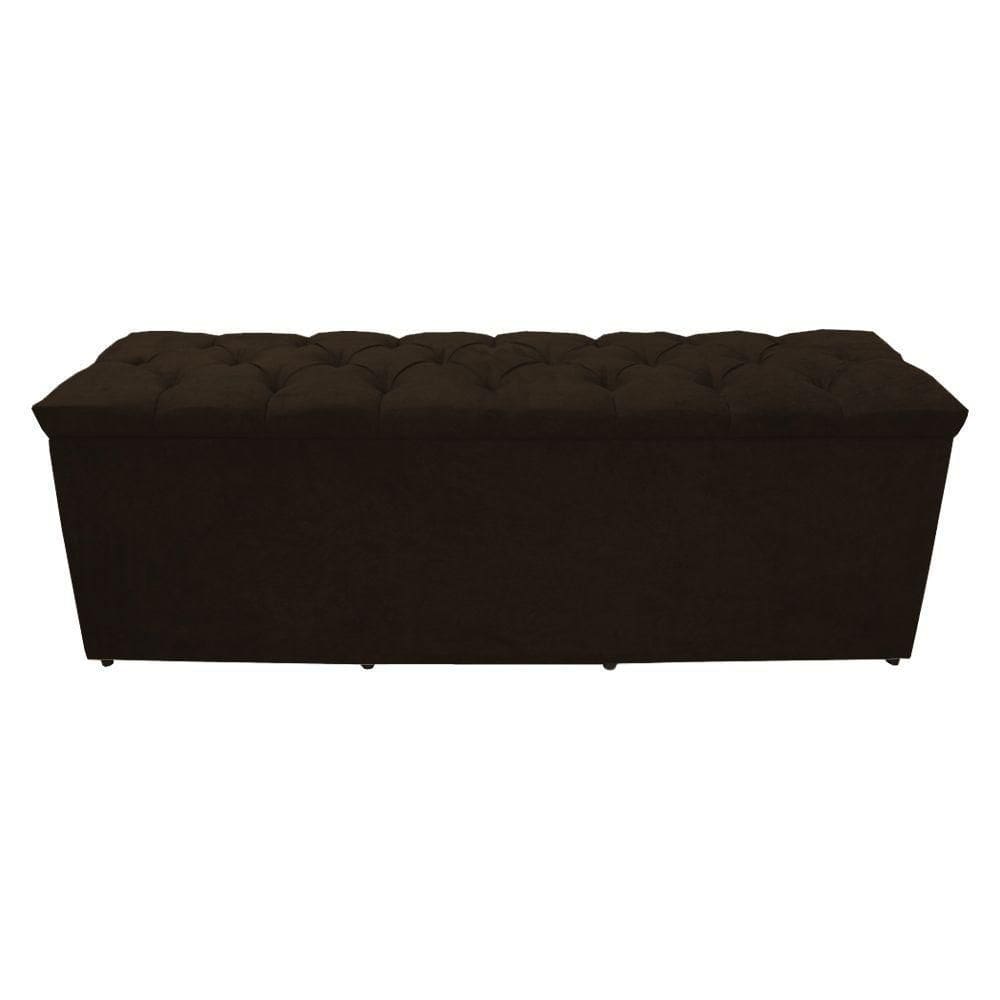 Calçadeira Baú Paris King 195 Cm Botão Strass Suede Marrom Eli Móveis