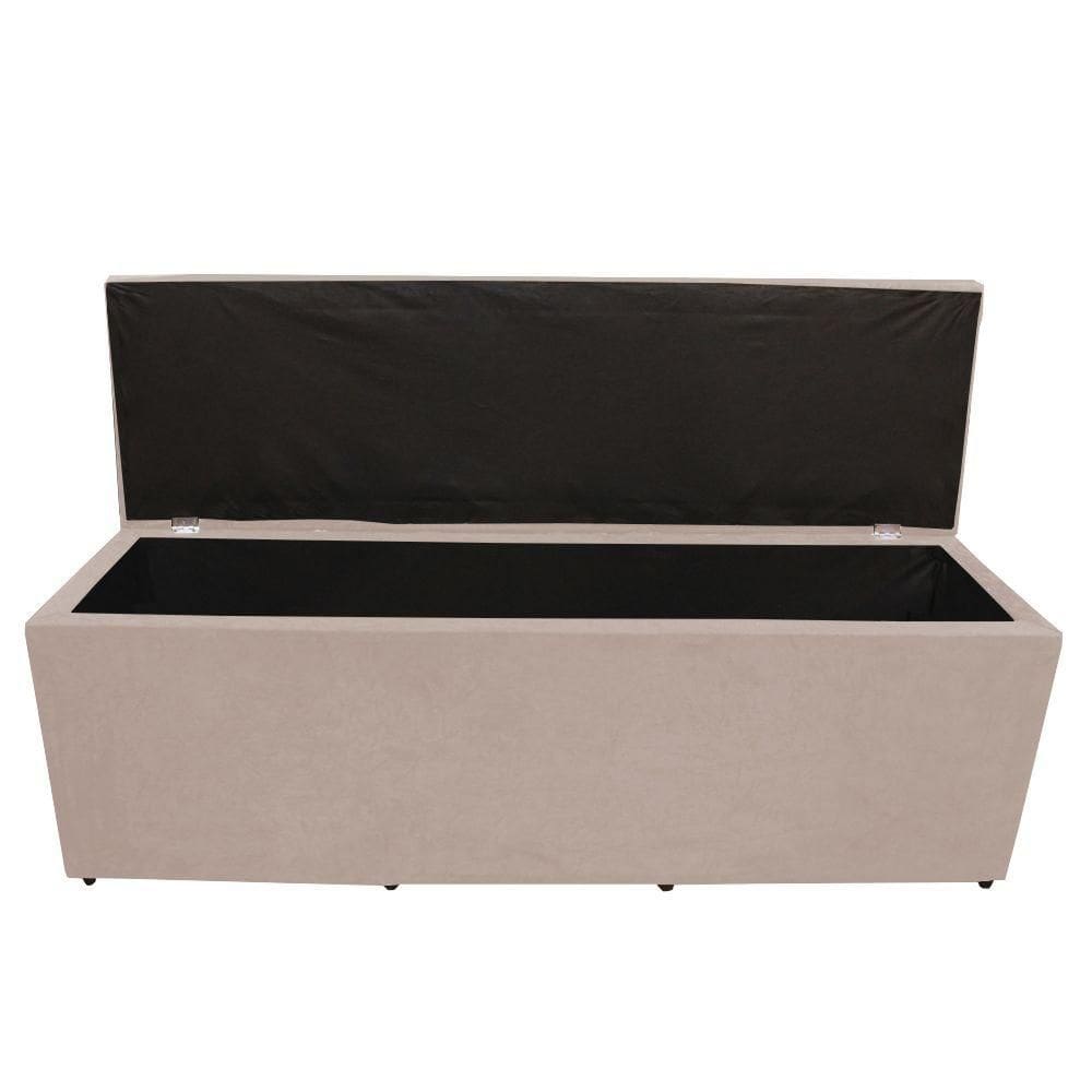 Calçadeira Baú Paris Casal 140 Cm Botão Strass Suede Porcelana Eli Móveis