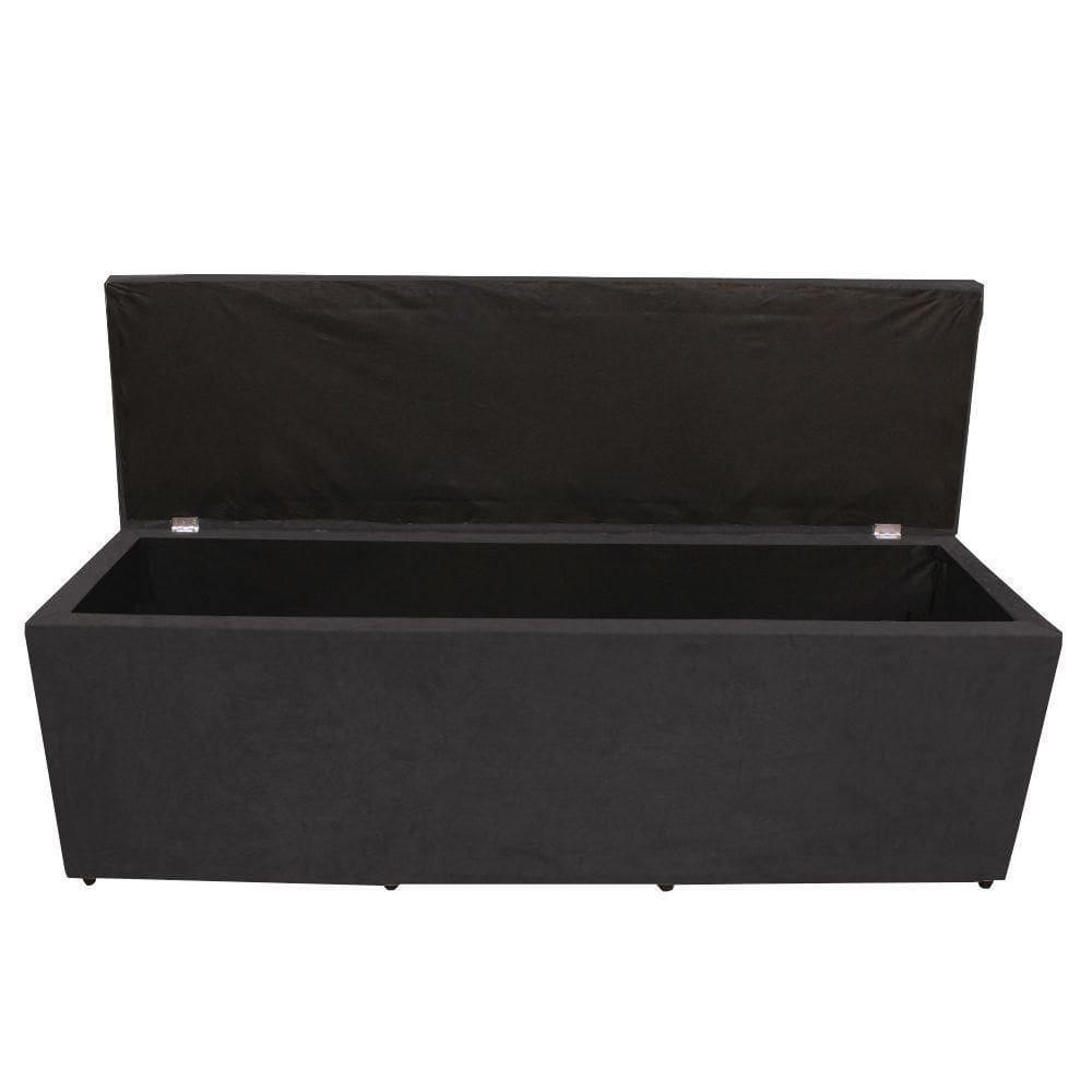 Calçadeira Baú Paris Queen 160 Cm Botão Strass Suede Grafite Eli Móveis