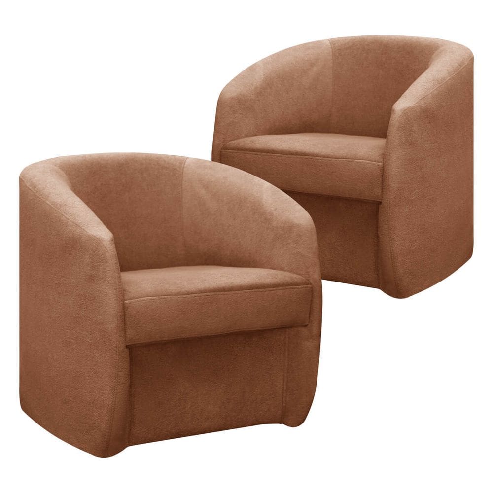 Kit 2 Poltrona Decorativa Orgânica FLY para Sala Recepção Estética Linho Terracota SOFA STORE