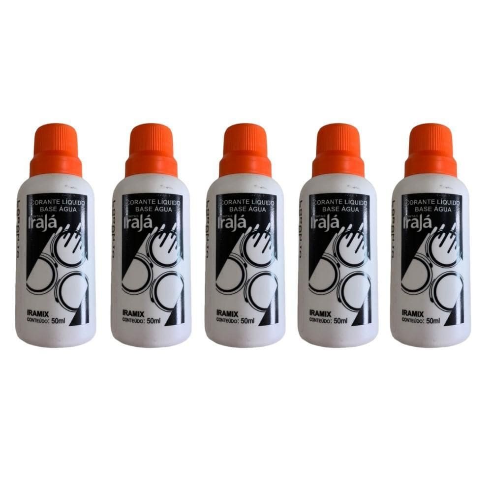 Kit 5 Pigmento Corante Líquido Bisnaga Tinta 50Ml Laranja