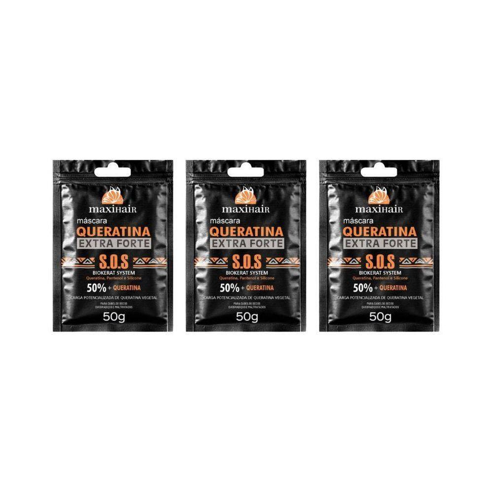 Sache Maxihair 50G Queratina Extra Forte - Kit Com 3Un