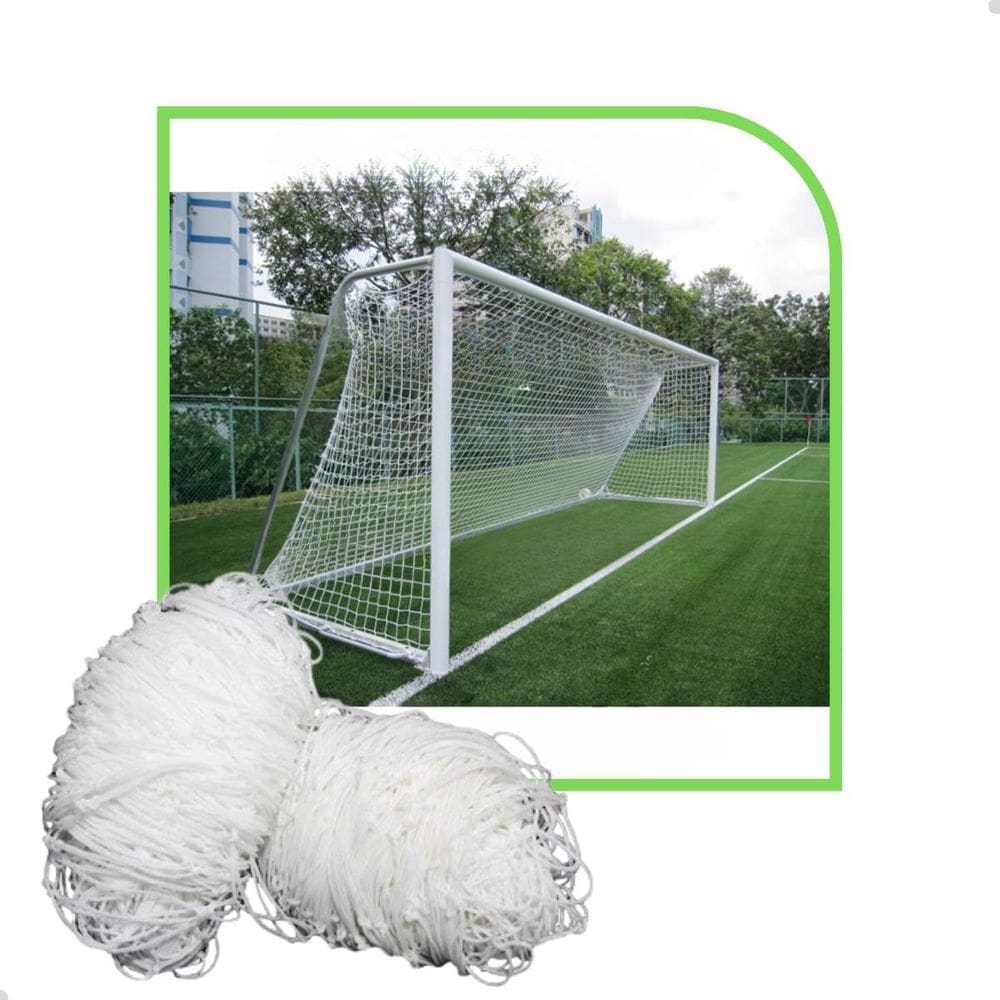 Par De Rede De Futebol Society 4Mts Quadrada Fio 2Mm Seda