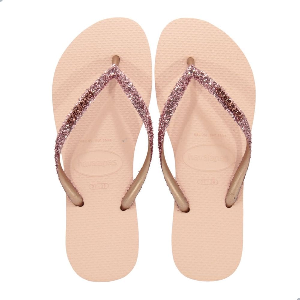 Chinelo Havaianas Slim Glitter II Rosa Ballet