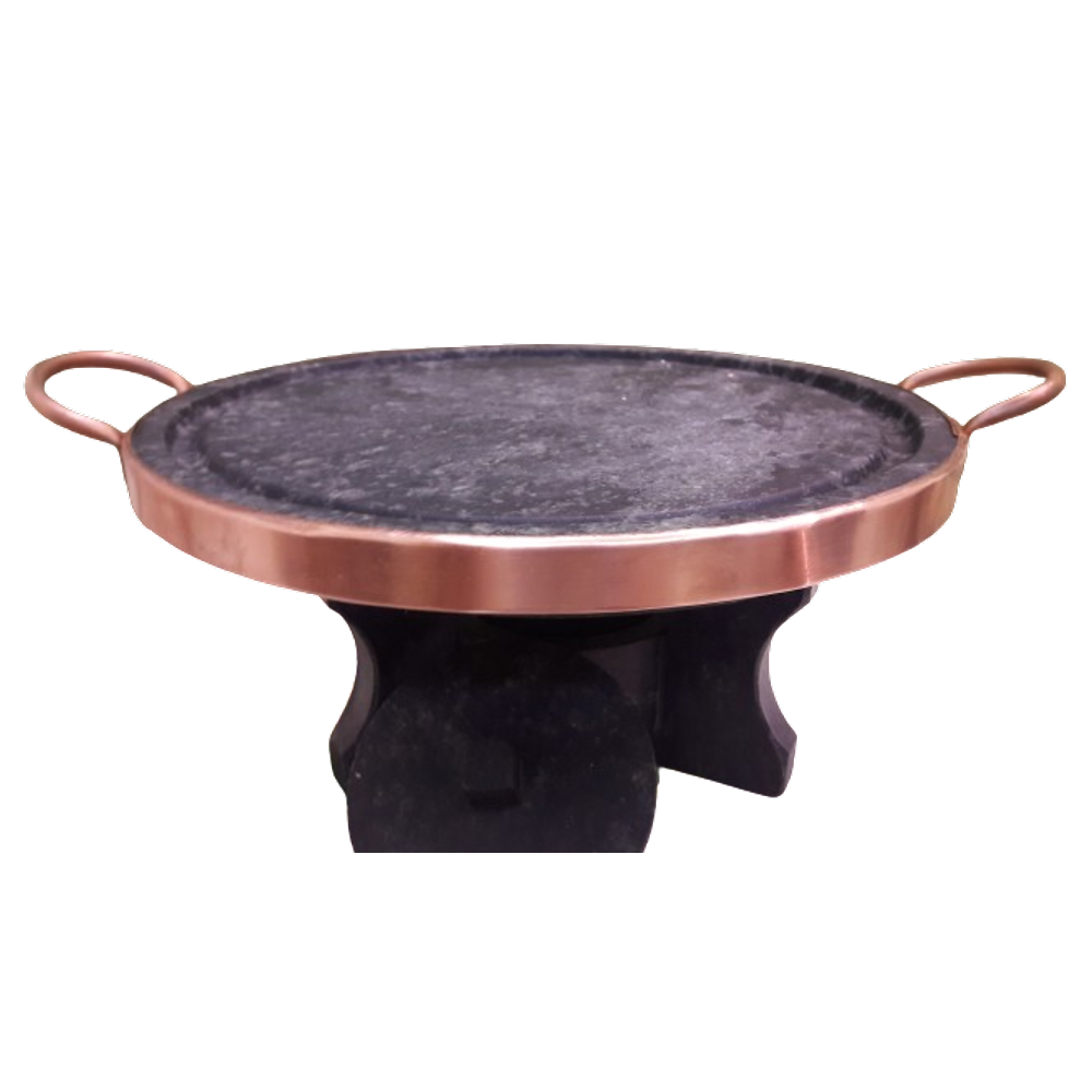 Kit Fondue em pedra sabão para carne 27 cm - fogareiro + grelha - curado