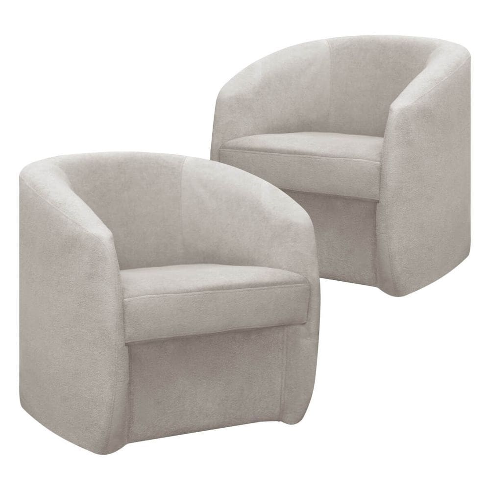 Kit 2 Poltrona Decorativa Orgânica FLY para Sala Recepção Estética Linho Boucle Bege SOFA STORE