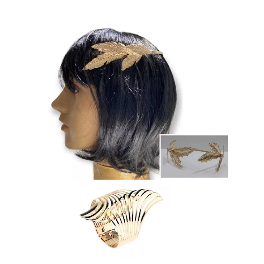 Kit Coroa Deusa Grega Folhas De Louro C/ 1 Bracelete