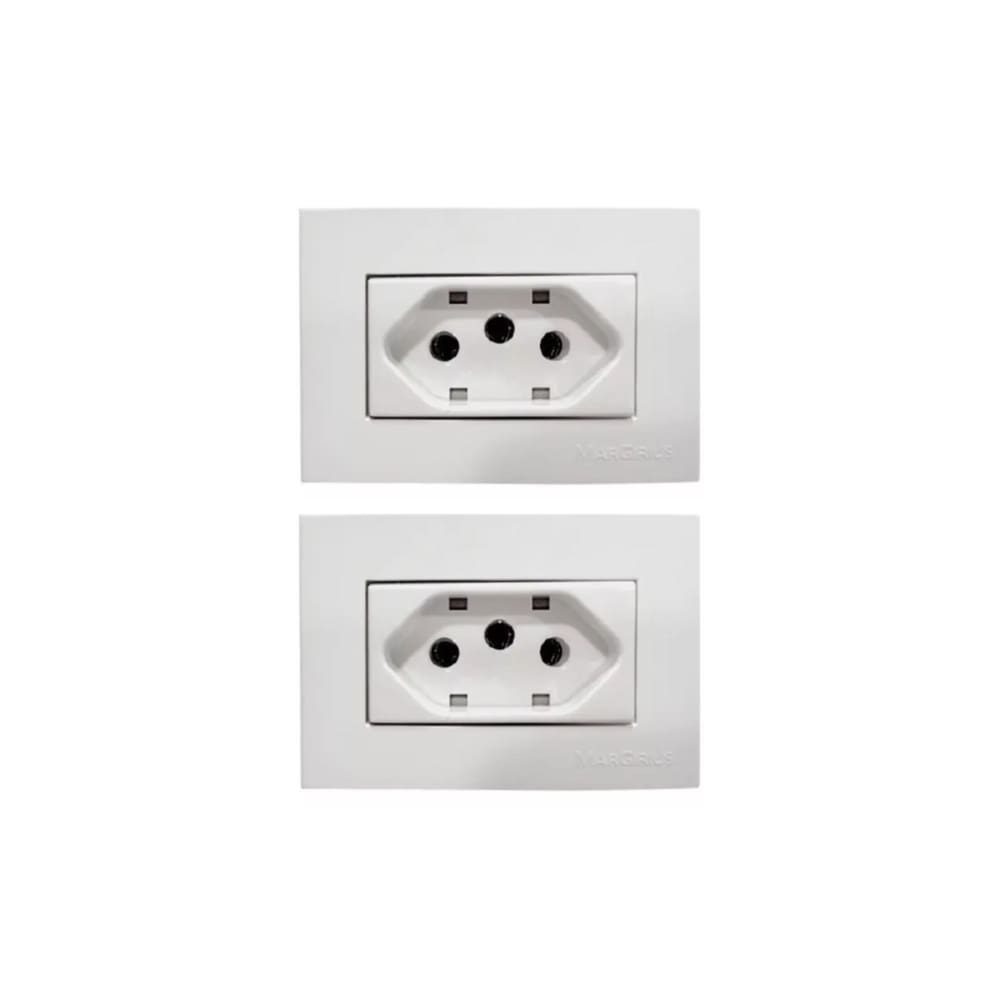 02 Tomada P/ Moveis Margirius 2p+t Branca 10a 250v Nbr 14136