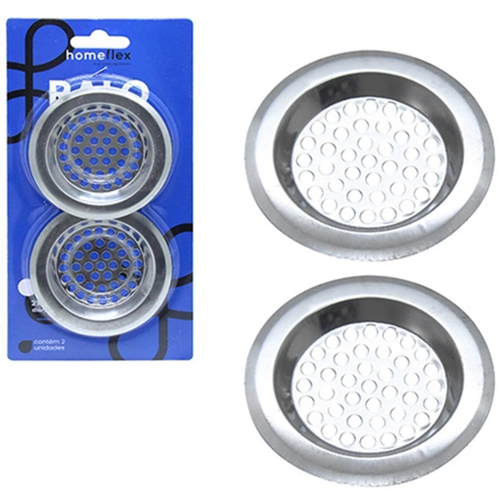Ralo De Inox Para Pia Com 2 Pecas 7,5Cm Na Cartela Homeflex