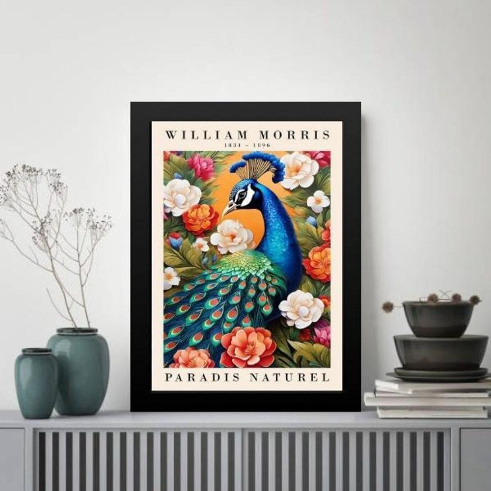 Quadro Arte Pavão - William Morris 45X34Cm