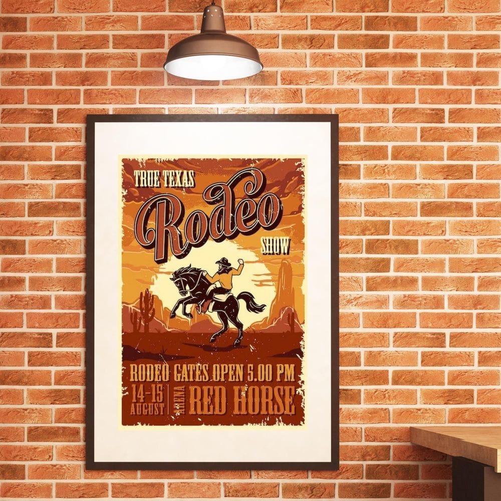 Quadro Poster Rodeio Texas - 60X48Cm