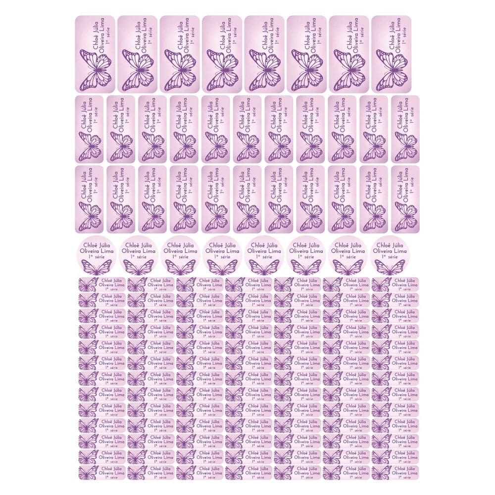 Adesivo Etiqueta Escolar Personalizado Vinil Borboleta 129 UN